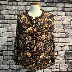 Rose & Olive Ruffle Neck Blouse Size Small